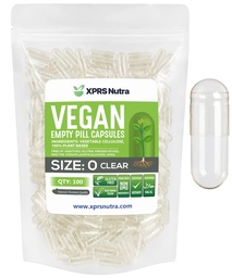 XPRS Nutra Size 0 Empty Capsules - 100 Clear Count Empty Vegan Capsules - Vegetarian Pill - DIY Vegetable Capsule Filling -Veggie Pills for Do-It-Yourself Supplements