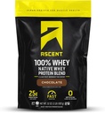 Ascence 100% poudre de protéines de lactosérum - Après l'entraînement Isolation de la protéine de lactosérum, Zéro arômes et édulcorants artificiels, sans gluten, 5,5g BCAA, 2,6g Leucine, acides aminés essentiels, chocolat 2 lb