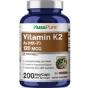 NusaPure Vitamin K2 MK7 120 mcg 200 Veggie Caps (Sojafrei, Non-GMO, Vegan)