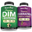 Nutrivein Premium Resveratrol Capsules et le supplément DIM: Supplément de resvératrol haute absorption et DIM pour la récupération, l'équilibre et la vitalité