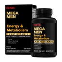 GNC Mega Hommes Énergie et métabolisme Caplets multivitamines, cliniquement prouvés pour se sentir mieux, Calorie Burn, Focus, 100mg Caféine, Thermogénique, Immune, B Vitamines, Sortie chronométrée, 180 Compte, 90 jours d'approvisionnement