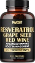 Supplément trans resvératrol avec extrait de vin rouge, Imune et complexe de gestion du corps - Echinacea, Bulbe d'ail, Berberine HCI, Thistle de lait et plus - 200 capsules pour 100 portions