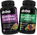 Adrenal Support & Organic Superfood Greens & Fruit Supplements - Daily Energy Super Food Fruits and Veggies Supplement Tablets Plus pflanzliche Lebensmittel