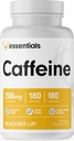Koffein 200mg pro Servierung, Essentials (180 Servierungen, 180 Kapseln)