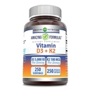Erstaunliche Formeln Vitamin D3 5000 IU mit Vitamin K2 100 Mcg| 250 Veggie Kapseln | D3 + K2 Complex | Non-GMO | Gluten Free | Made in USA