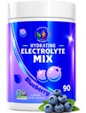 Blueberry poudre d'hydratation – Zero sucre électrolyte boisson mélange de 90 portions de kéto, végétalien, sans gluten d'électrolytes naturels pour la récupération musculaire, l'énergie, le soulagement des crampes
