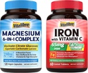 Eisenergänzung mit Vitamin C 60 Tabletten & 6 in 1 Magnesium Complex Supplement 120 Kapseln