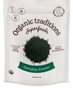 Traditions biologiques Poudre de spiruline biologique Vegan Non-OGM Superfood, 5,3 oz (150g) Sac, 50 portions par sac