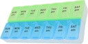 Pill hebdomadaire de 7 jours AM PM Organisateur, ShysTech Grande Pill Case Box pour pilules/vitamine/Suppléments/médication (bleu/vert)