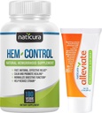 Bundle - Hem-Control Vegan Digestive Support Supplement (180 Count) und Alleviate natürliche Hämorrhoid-Reliefcreme für Brennen, Juckreiz und Schwellen (1.7 oz) Plus 2 Travel-Size Tubes