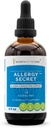 Allergie Extrait secret sans alcool, Teinture, Glycérite Rosemary, Mullein Leaf, Marshmallow, Stinging Nettle, Eyebright. Soutien à l'allergie/congestion (4 FL OZ)