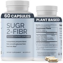 OPTIVIDA Sugr-2-Fibr - Supplément de soutien à la glycémie* (compte 60) - Soutien aux taux de sucre dans le sang* sains en appuyant le métabolisme du glucose en fibre* - Capsules sans gluten, sans OGM, sans légumes.