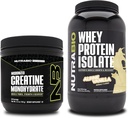 NutraBio Créatine monohydratée, non aromatisée, Isolate de protéines de 150g et de lactosérum, Vanille alpine, supplément - Énergie musculaire, croissance musculaire maigre, récupération et force