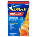 Théraflu Max Strength Médicament contre la grippe diurne pour le soulagement des symptômes de la grippe avec l'acétaminophène et le dextrométhorphane HBr, Aromatisé au citron au miel - 6 emballages en poudre
