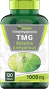 TMG Supplement 1000mg (Betaine Anhydrous) 120 Tablets | Better Than Betaine HCL* | Homocysteine Support* | Trimethylglycine | Non-GMO, Made in The USA!