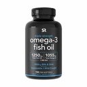Recherche sportive Triple force Omega 3 Huile de poisson - Supplément d'huile de poisson sans Burpless w/EPA & DHA Acides gras de poissons capturés sauvages - Soutien du coeur, du cerveau et de l'immunité pour les hommes et les femmes - 1250 mg, 150 ct