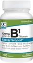 Choix de qualité Vitamine B1 Thiamine 100 mg Soutien énergétique, fonction du système nerveux, et santé du cerveau Comprimés de supplément de vitamine, 100 bouteilles de comptage