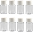 12PCS 30ML 1OZ Bouteilles transparentes en plastique vide avec bouchon à vis blanche Capsules en poudre solide Support de tablette de pilule Boîte de stockage rechargeable Portable Pot de contenant durable pour le voyage quotidien