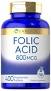 Carlyle Folic Acid 800 Mcg Tabletten | 400 Count | Vegetarisch, Non-GMO, Glutenfrei