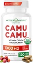 Vitamine C organique de Camu Capsules Camu 1000mg, emballé avec VIT C naturel, antioxydants bruts - Supplément de soutien immunitaire et anti-âge pour la peau - Poudre organique, végétalien, non-OGM (120 Nombre)