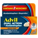 Advil double action Caplets de douleur du dos livre 250mg Ibuprofène et 500mg Acétaminophène par dose pour 8 heures de soulagement de la douleur du dos - 72 Compte