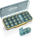Organisateur de pilules 3 fois par jour, 7 jours Pill Box 3 fois par jour - Acedada Weekly Vitamine Box Organisateur avec 7 contenants séparés, Portable Daily Medicine Planner Case pour supplément d'huile de poisson de vitamine, Bleu