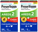PreserVision Vitamine et supplément minéral AREDS 2 Formule + CoQ10, 2-en-1 Prestations de santé, 100 Softgels (2 par jour) Pack de 2
