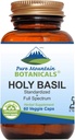 Pure Mountain Botanicals Capsules de Basilic Saint - Bouchons de Vegan Kosher avec 450 mg de Basilic Saint Organique Tulsi & Extrait de Basilic Saint de l'Inde