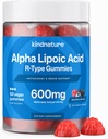 kindnature Alpha acide lipoïque Gommies - Suppléments de neuropathie - Vegan, sans sucre, faible calorie 600 mg ALA supplément - ALA pur Alpha acide lipoïque 600 mg pour les suppléments nutritionnels antioxydants