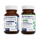 Métagène Vitamine D3 10 000 + K (60 Softgels) & UltraFlora Control Probiotique (30 portions) - Soutient la santé des os et du coeur - Aide la composition corporelle saine
