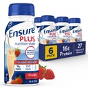 Ensure Plus Erdbeer Ernährung Shake | Meal Ersatz Shake | Ready To Drink | 16g Protein und 27 Vitamine und Mineralien | 8 fl oz - 6 Pack