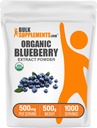 BulkSupplements.com Poudre d'extrait de bleuets bio - Supplément d'extrait de bleuets, soutien antioxydant - végétalien et sans gluten, 500mg par portion, 500g (1,1 lb) (paquet de 1)