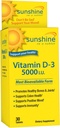 Sunshine Vitamine D-3 5 000 UI, Bons sains et forts, 30 portions