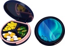 Serfeymi Small Pill Box - 3 Komponenten Tragbare Pille Box für Geldbörse Tasche, Compact Mini Travel Pill Case - Geeignet für Medizin, Vitamin, Fish Oil, Supplements - Dark Blue(Aurora)