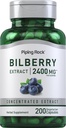 Piping Rock Bilberry Extrakt Kapseln 2400mg | 200 Pillen | Kräuterextrakt Ergänzung | Vegetarisch, Non-GMO, Glutenfrei