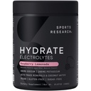 Sports Research® en poudre d'électrolytes hydratants - Sans sucre et naturellement aromatisé avec des vitamines, des minéraux et de l'eau de coco - Soutient l'hydratation - Cimonade framboise - 90 portions