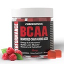 BCAA Gummies, Bouchées d'énergie avec des acides aminés à chaîne ramifiée d'électrolytes, build Lean Muscle and Boost Endurance, 60 Gummies, Berry Flavored