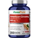 NusaPure American Ginseng 10:1 Extrait, 500 mg équivalent à 5000mg - 200 Capsules de Véggie (Végétarien, Non-OGM, Vegan)