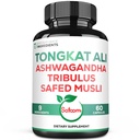 Satoomi Tongkat Ali Root Extract 200:1-9 Herbes essentielles avec Ashwagandha, Tribulus Terrestris & More - Soutien de la force, de l'énergie et des immunes saines - 60 capsules végétaliennes 2 mois d'approvisionnement