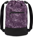 GOMOYO Flex Cinch Drawstring Gym Tasche für Damen | Plum - Blumen | 18" x 14" x 7" | Gym Cinch Rucksack