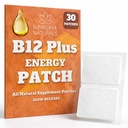 B12 Plus Patches d'énergie - Méthylcobalamine B12-30 jours pour stimuler l'énergie, l'endurance améliorée et la récupération rapide - B12 pour la vitalité quotidienne