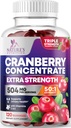 Gommies de canneberge 50:1 Extrait de canneberge - soutien de piège urinaire fait avec 25 000mg, aide à nettoyer et protéger, supplément de gommy de canneberge + vitamine C, pilules de canne à mâcher pour les femmes - 120 Gommies
