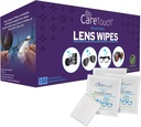 Wipes Care Touch Lens pour Lunettes de vue- 100 Nombre Individuellement enroulé Wipes pré-humidifié, 5 x 6 pouces- Lentille de caméra, Lunettes de soleil et verres plus propre,- doux et portable pour le nettoyage des appareils optiques
