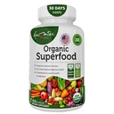 Complexe de fruits et légumes bio Superfood Greens - Supplément alimentaire avec 14 verts et 14 fruits et légumes avec Alfalfa Riche en ingrédients organiques antioxydants Non-OGM 60 Capsules