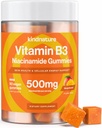 kindnature Vitamin B3 Niacin Gummies - Flush Free Niacinamid 500mg Supplement - Vegan, Non-GMO, Low-Calorie, Glutenfrei, Soy-Fee, 3. Party Lab getestet - 1 Monat Versorgung, 90 Kaugummis
