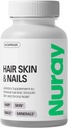 Nuray Hair, Haut und Nägel Vitamine – Biotin, Collagen & Hyaluronsäure – Advanced Hair Growth Supplement – fördert Schönheit, Hautradiance, & Nail Strength – mit Vitamin B Complex – 60 Kapseln