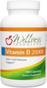 Wellness Ressourcen Vitamin D - 2.500 IU Sojafreies Vitamin D3 (180 Veggie Kapseln)