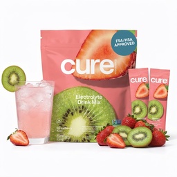 Cure Hydration | Pflanzenbasierte Elektrolyt-Getränk-Mischung | Kein hinzugefügter Zucker | FSA-HSA | Dehydratation Relief Pulver mit Kokoswasser hergestellt | Non-GMO | Vegan | Beutel von 14 Packungen - Erdbeer Kiwi