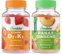 Lebensfähiges Vitamin D3 + Vitamin K2 + Panax Ginseng, Gummis Bundle - Große Verkostung, Vitamin-Ergänzung, Glutenfrei, GMO frei, Kaugummi