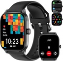 Smart Watch pour les femmes hommes (Réponse/Faites appel), Smartwatches avec fréquence cardiaque/SpO2/Sleep/Stress Monitor, IP68 Waterproof Activity Tracker pour iPhone Android, 100+ Montres de fitness de sport (Noir, 1.85")